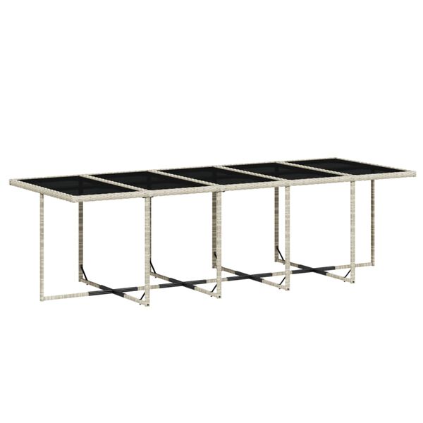 vidaXL 11 Piece Garden Dining Set with Cushions Light Grey Poly Rattan