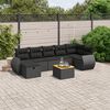 vidaXL 8 Piece Garden Sofa Set with Cushions Black Poly Rattan