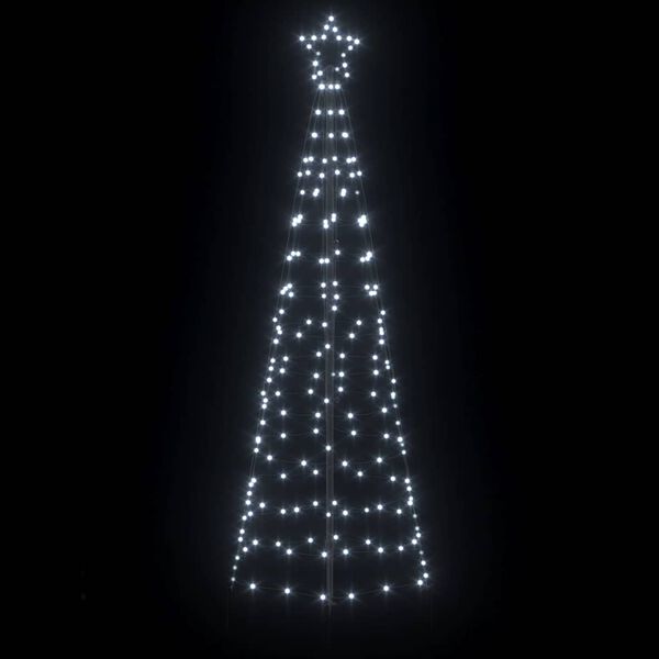 vidaXL LED Christmas Tree with Ground Spikes Cool White 250 cm Iron