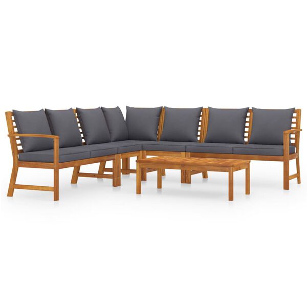 vidaXL 6 Piece Garden Lounge Set with Cushion Solid Acacia Wood