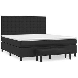 vidaXL Box Spring Bed with Mattress Black 153x203 cm Queen Size Faux Leather