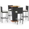 vidaXL 5 Piece Garden Bar Set with Cushions Poly Rattan Black