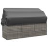 vidaXL Outdoor Lounge Bed with Roof and Cushions Grey Poly Rattan