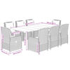 vidaXL 9 Piece Garden Dining Set with Cushions Grey Poly Rattan