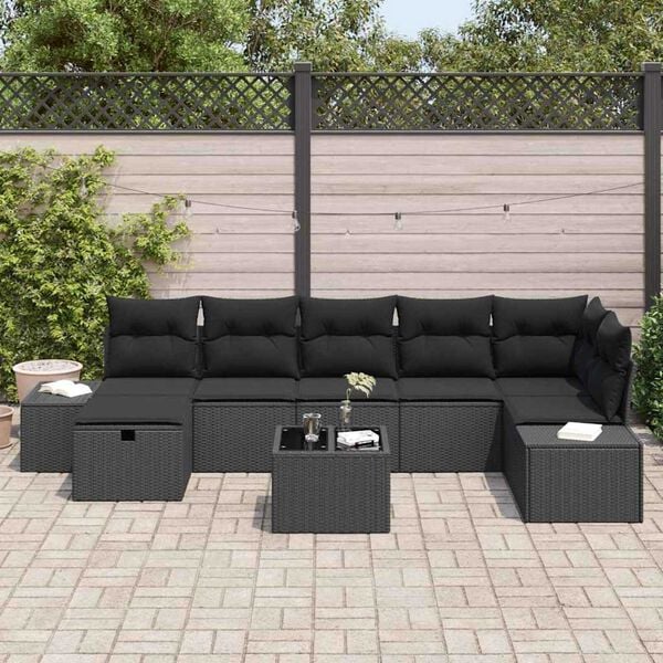 vidaXL Sofa Set with Cushion 8 pcs Poly Rattan