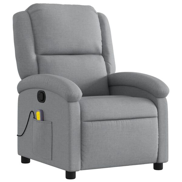 vidaXL Massage Recliner Chair Light Grey Fabric