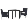 vidaXL Garden Dining Set with Cushion 3 pcs Beige Poly Rattan