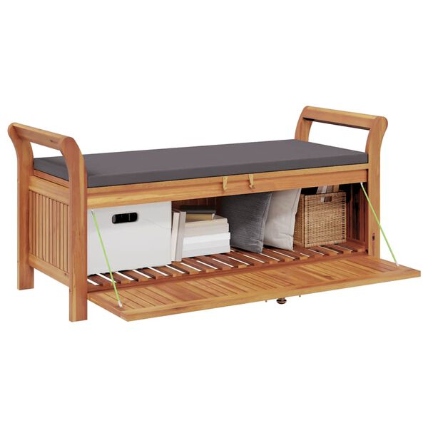 vidaXL Garden Storage Bench with Cushion 126 cm Solid Wood Acacia