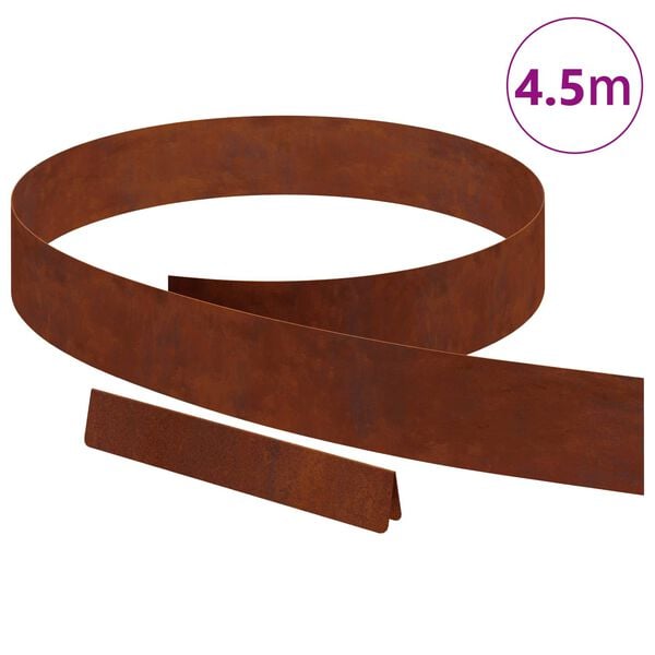 vidaXL Lawn Edging Rusty 450 x 0.05 x 10 cm Weathering Steel