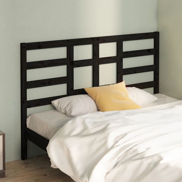 vidaXL Bed Headboard Black 156x4x104 cm Solid Wood Pine