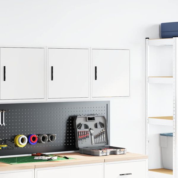 vidaXL Garage Wall Cabinet White Engineered Wood
