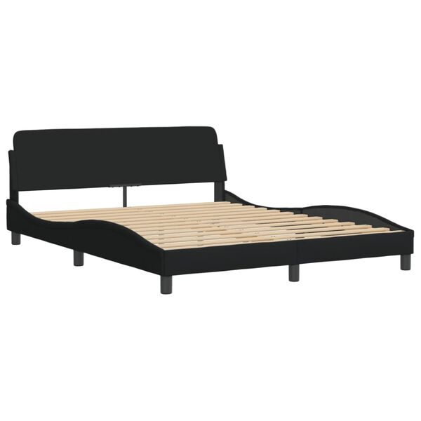 vidaXL Bed Frame without Mattress "Hvar" Black 152x203 cm Queen Fabric