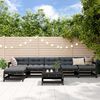 vidaXL 7 Piece Garden Lounge Set with Cushions Black Solid Wood