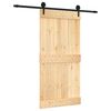 vidaXL Sliding Door Natural and Black 100 x 210 cm Solid Pine Wood