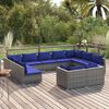 vidaXL 11 Piece Garden Lounge Set with Cushions Grey Poly Rattan