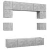 vidaXL 8 Piece TV Cabinet Set Concrete Grey Engineered Wood
