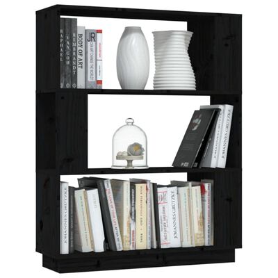 vidaXL Book Cabinet/Room Divider Black 80x25x101 cm Solid Wood Pine
