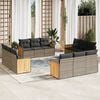 vidaXL 12 Piece Garden Sofa Set with Cushions Grey Poly Rattan