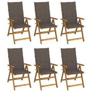 vidaXL Folding Garden Chairs 6 pcs with Cushions Solid Acacia Wood