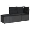 vidaXL 3 Piece Garden Sofa Set with Cushions Black Poly Rattan