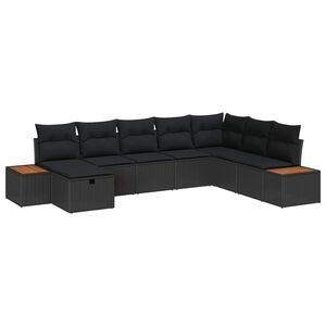 vidaXL Garden Sofa Set with Cushion with Storage Black Poly Rattan