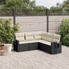vidaXL 5 Piece Garden Sofa Set with Cushions Black Poly Rattan