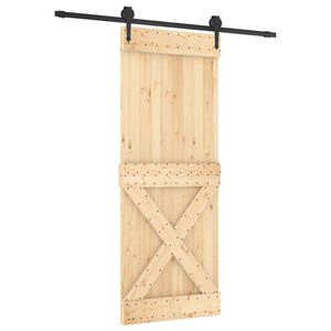 vidaXL Sliding Door Natural and Black 80 x 210 cm Solid Pine Wood