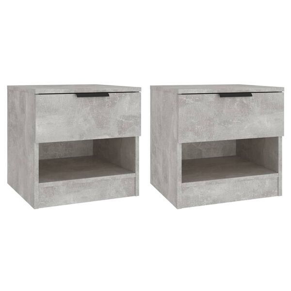 vidaXL Bedside Cabinets 2 pcs Concrete Grey Engineered Wood