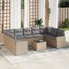 vidaXL 10 Piece Garden Sofa Set with Cushions Beige Poly Rattan