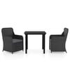 vidaXL 3 Piece Garden Dining Set with Cushions Black