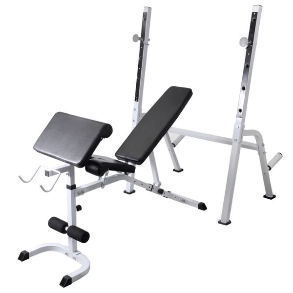 vidaXL Workout Bench with Weight Rack, Barbell and Dumbbell Set 120 kg