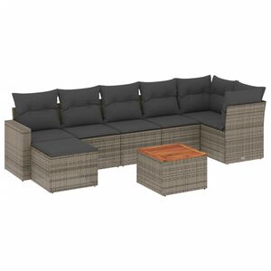 vidaXL 8 Piece Garden Sofa Set with Cushions Grey Poly Rattan