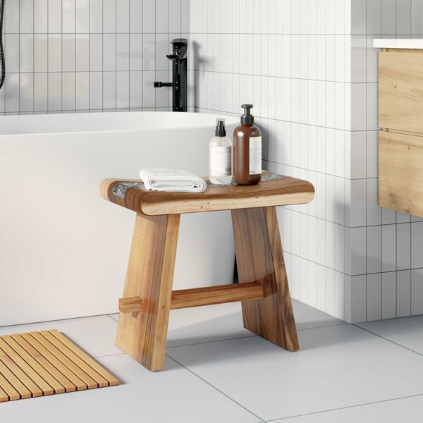 vidaXL Shower Stool Natural 50 x 30 x 44 cm Solid Suar Wood