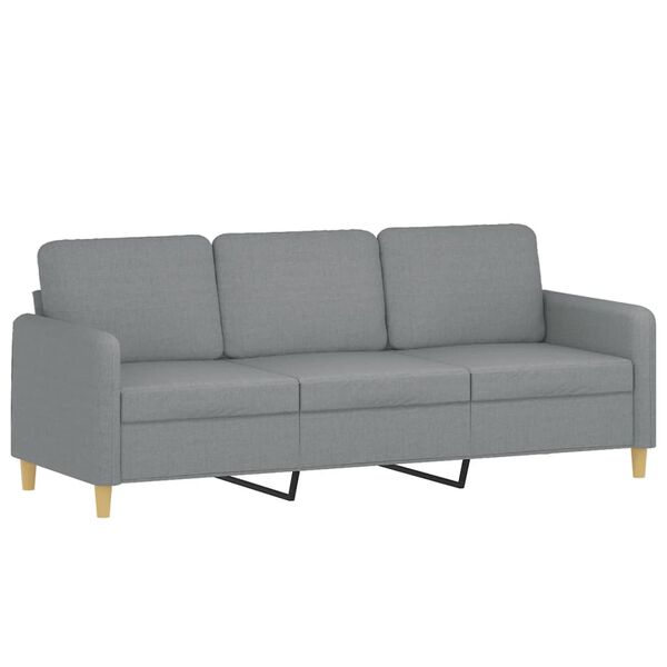 vidaXL 3-Seater Sofa with Footstool Light Grey 180 cm Fabric