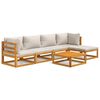 vidaXL 6 Piece Garden Lounge Set with Light Grey Cushions Solid Wood