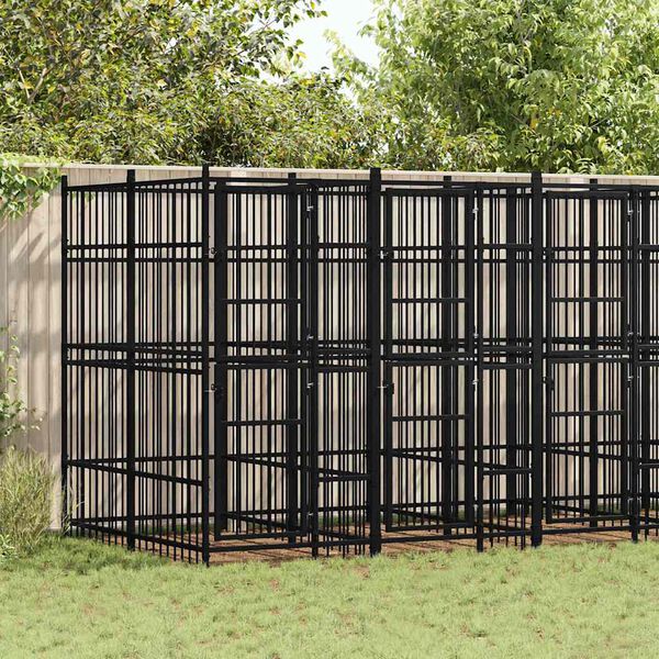 vidaXL Outdoor Dog Kennel Steel 9.22 m&sup2;