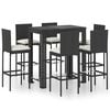 vidaXL 7 Piece Outdoor Bar Set with Cushions Poly Rattan Black