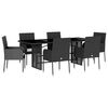 vidaXL 7 Piece Garden Dining Set with Cushions Grey Poly Rattan