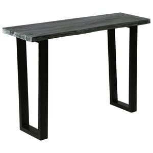vidaXL Console Table | Grey | Solid Mindi Wood, Powder-Coated Steel | Medium