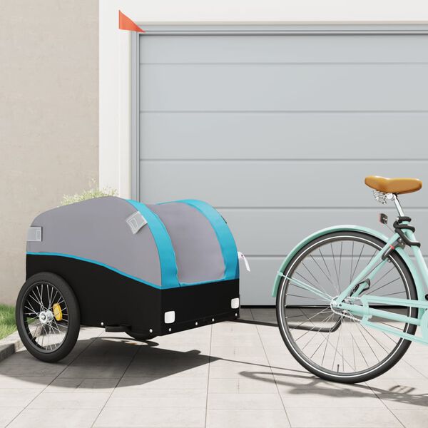 vidaXL Bike Trailer Black and Blue 45 kg Iron
