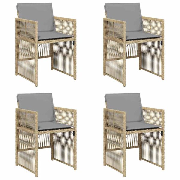 vidaXL Garden Chairs with Cushions 4 pcs Mix Beige Poly Rattan