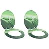 vidaXL WC Toilet Seats with Soft Close Lid 2 pcs MDF Green Water Drop Design