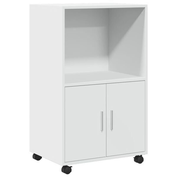 vidaXL Rolling&nbsp;Cabinet White 55x40x91 cm Engineered Wood