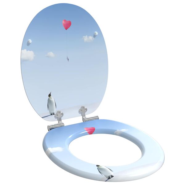 vidaXL WC Toilet Seats with Soft Close Lid 2 pcs MDF Penguin Design