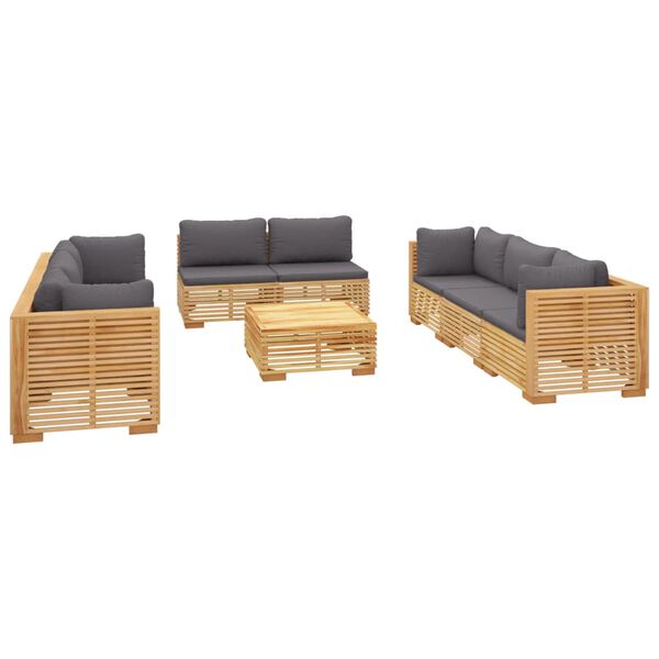 vidaXL 9 Piece Garden Lounge Set with Cushions Solid Teak Wood