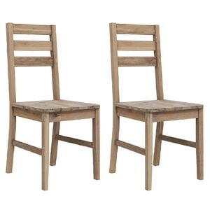 vidaXL Dining Chair | Set of 2 | Brown | Solid Acacia wood | Standard | Durable