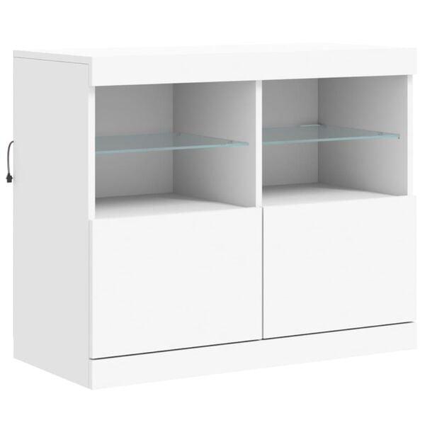 vidaXL Sideboard with LED Lights White 81x37x67 cm