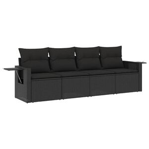 vidaXL 5 Piece Garden Sofa Set with Cushions Black Poly Rattan
