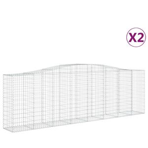 vidaXL Arched Gabion Baskets 2 pcs 400x50x120/140 cm Galvanised Iron