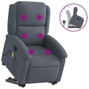 vidaXL Stand up Massage Recliner Chair Dark Grey Velvet